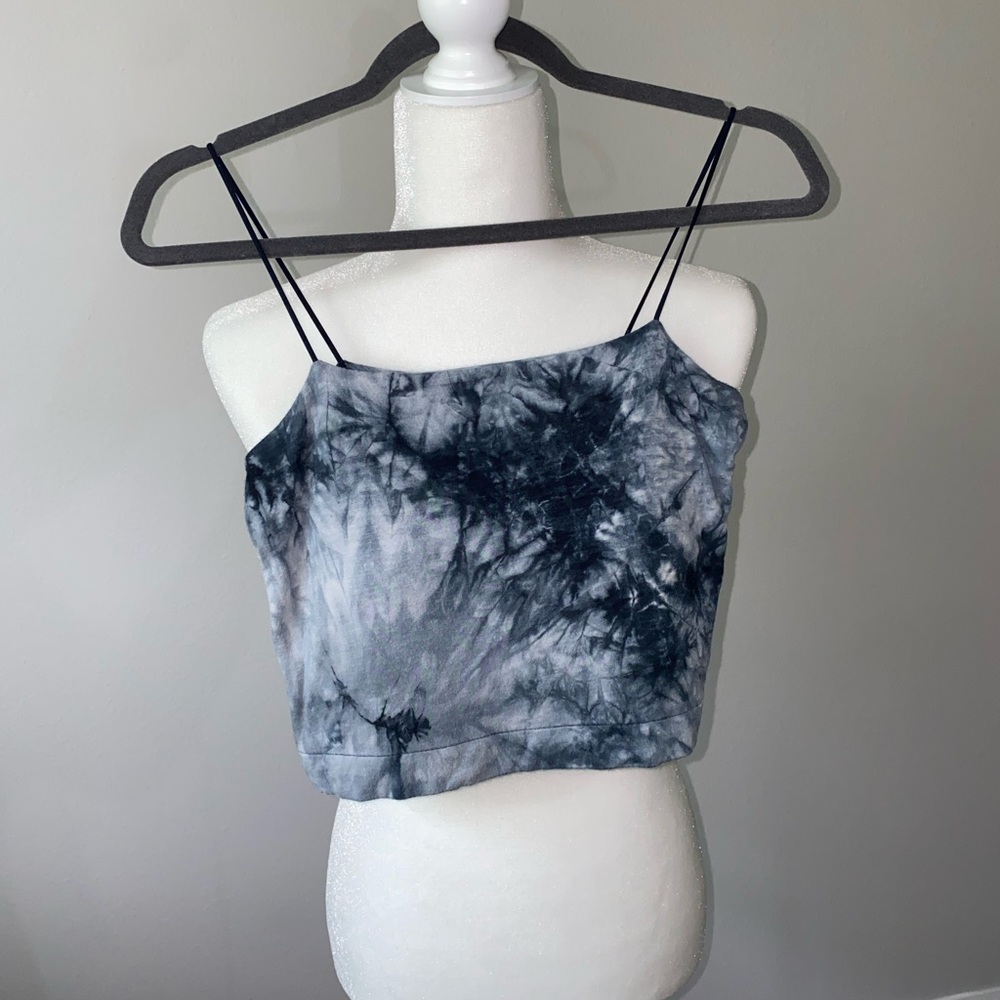 American Eagle Cropped Tank Top Blue Tie Dye